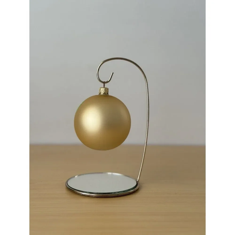 Vtg Christmas Ornament Hand Painted Pear Fruit Gold Glitter Sugared Frosted Gold